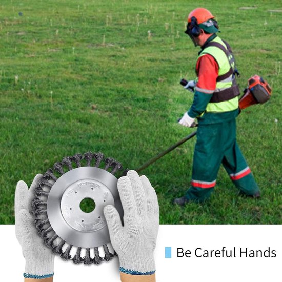 6-inch grastrimmerkop - Geschikt voor tuinmaaiers - Grasmaaierdraadborstelkop met geknoopte draad - Universeel massief draadwiel voor vervanging van grasmaaierbevestigingen - Universeel accessoire voor grasmaaiers en tuiniers - Diameter 15 cm van Merkloos	 — afbeelding 3