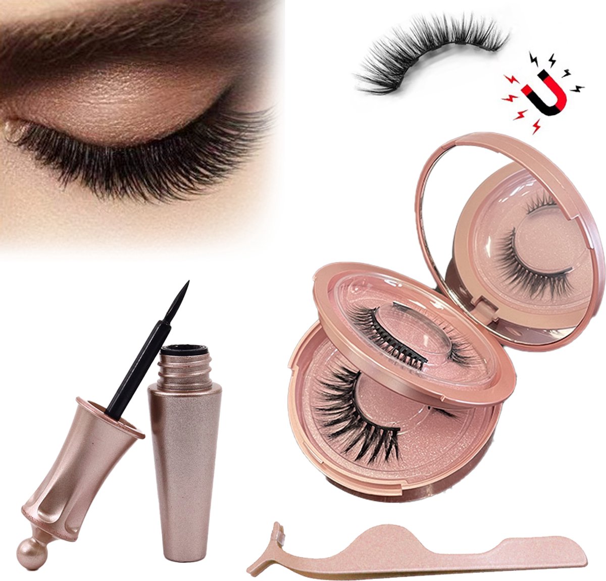 Magnetische Wimpers met Magnetic Eyeliner en Draagbare Spiegels - Valse Wimpers - Magnetic Lashes - Nep Wimpers - wimperlifting set