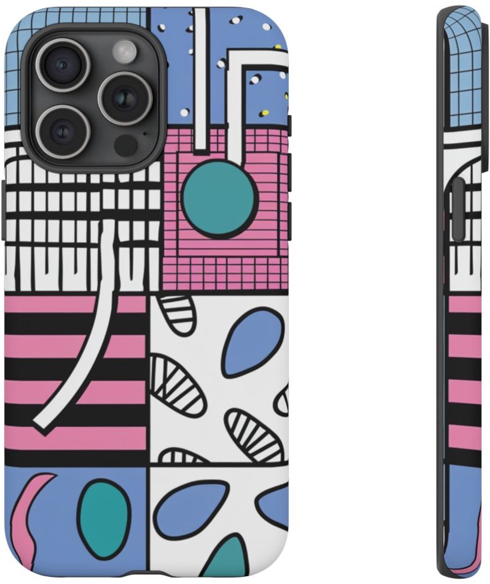 Kleurrijk Geometrisch Abstract Patroon – Telefoonhoesje Geschikt voor iPhone 15 Pro Max