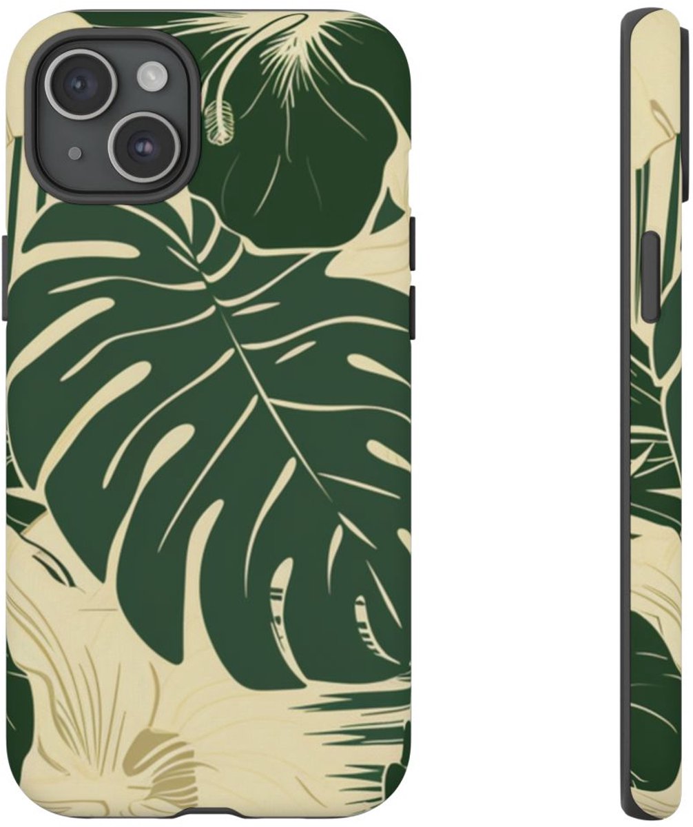 Tropisch Blad- en Bloemenpatroon – Telefoonhoesje Geschikt voor iPhone 15 Plus