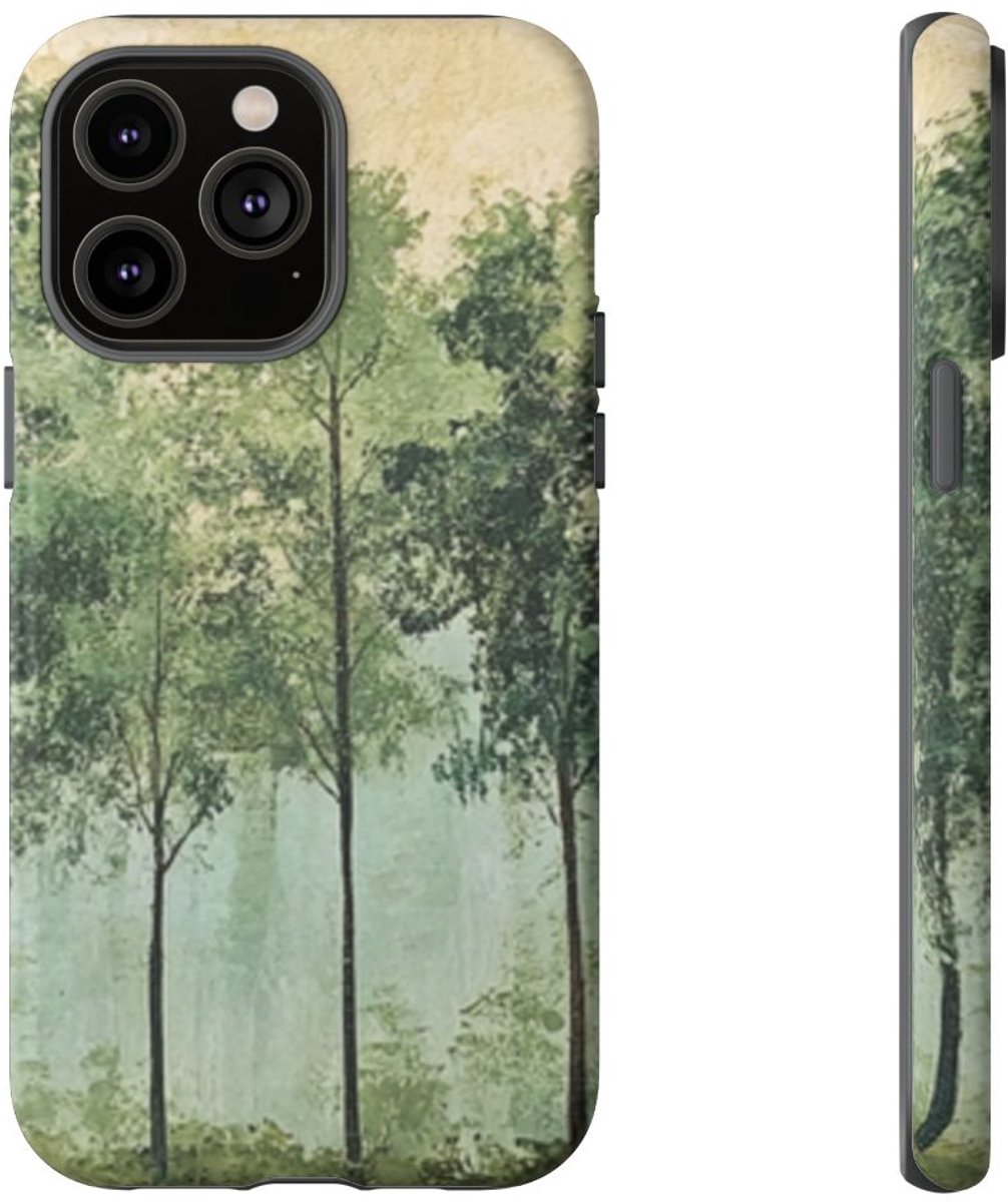 Groene Boomlijn Muurkunst – Telefoonhoesje Geschikt voor iPhone 14 Pro Max