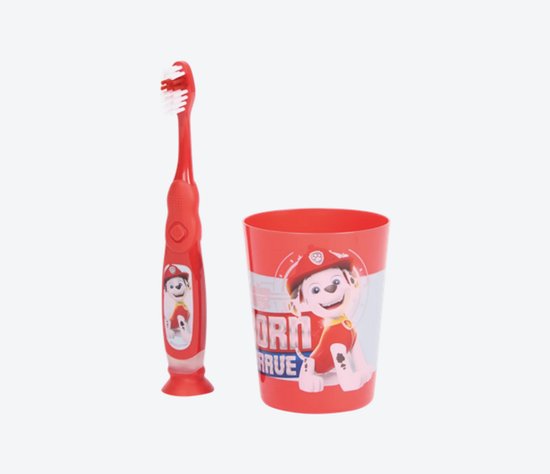 Paw Patrol Tandenborstel Set - Marshall - Rood - Met Timer - Vanaf 3 Jaar - Automatisch Uit Na 2 Minuten - Peuters en Kleuters - Paw Patrol - Nickelodeon
