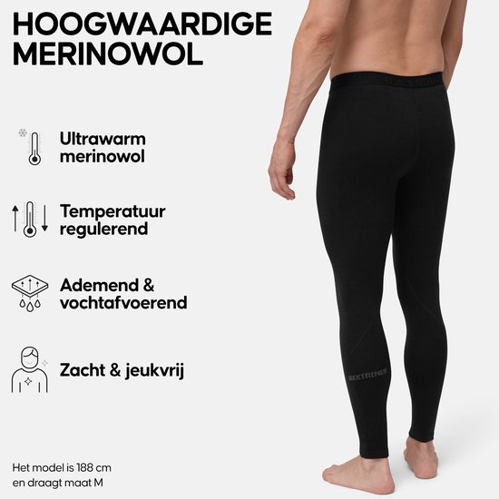 DANISH ENDURANCE Extreme Thermo Leggings - Heren - Merino Wol - Thermobroek - Zwart - Maat L — afbeelding 4