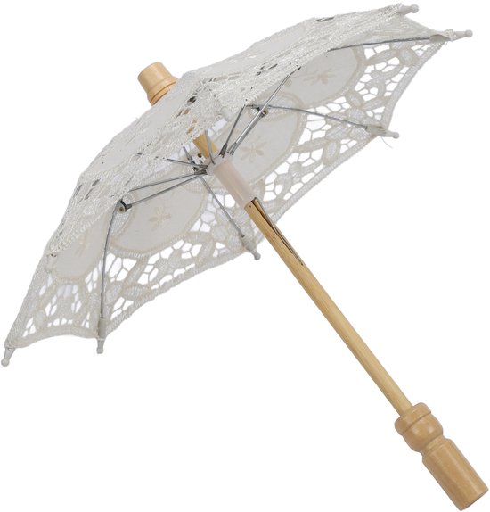 Parapluie de mariage en dentelle - Parapluie de mariage en dentelle - Accessoires de photographie parapluie DIY décoratif - Party Camping - Beige