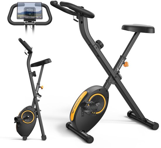 Foto: Merach opvouwbare hometrainer compact en stil 16 niveaus magnetische weerstand lcd scherm tabletsteun huishoudelijk gebruik