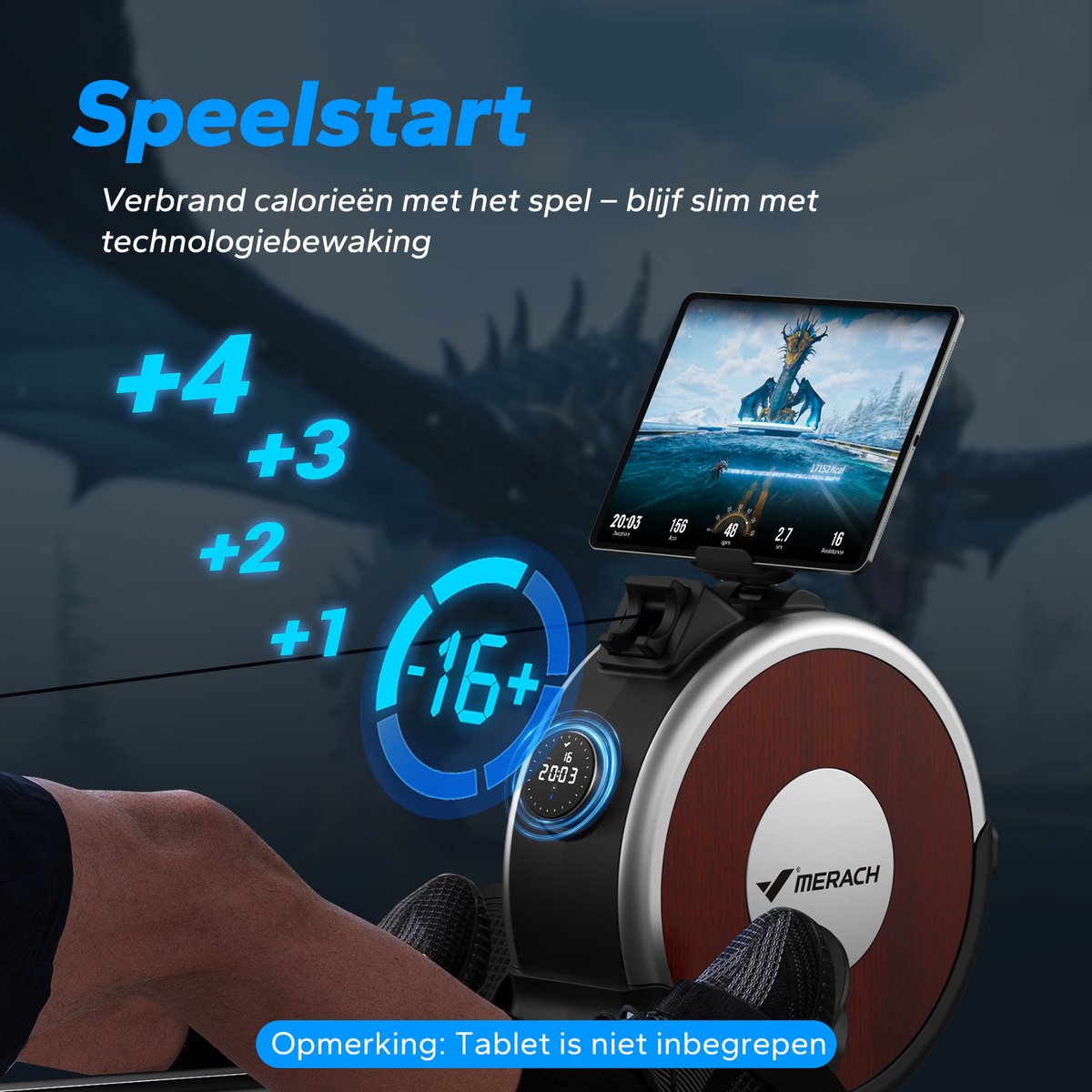 MERACH Roeitrainer Stille Magnetisch Inklapbaar Zwart - afbeelding 2