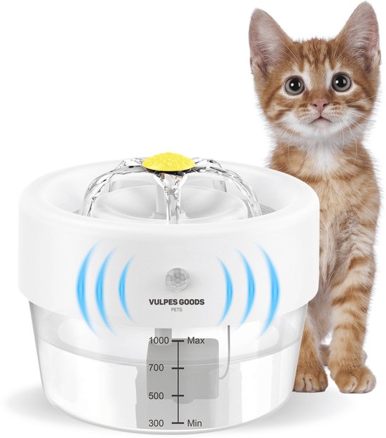 Vulpes Goods® Pets - Drinkfontein voor Kat & Hond – Draadloze Kattenfontein – Waterbak en Waterfontein Kat – Oplaadbaar, Draagbaar & Draadloos - Drinkbak Hond - Anti Knoei - PRO Versie
