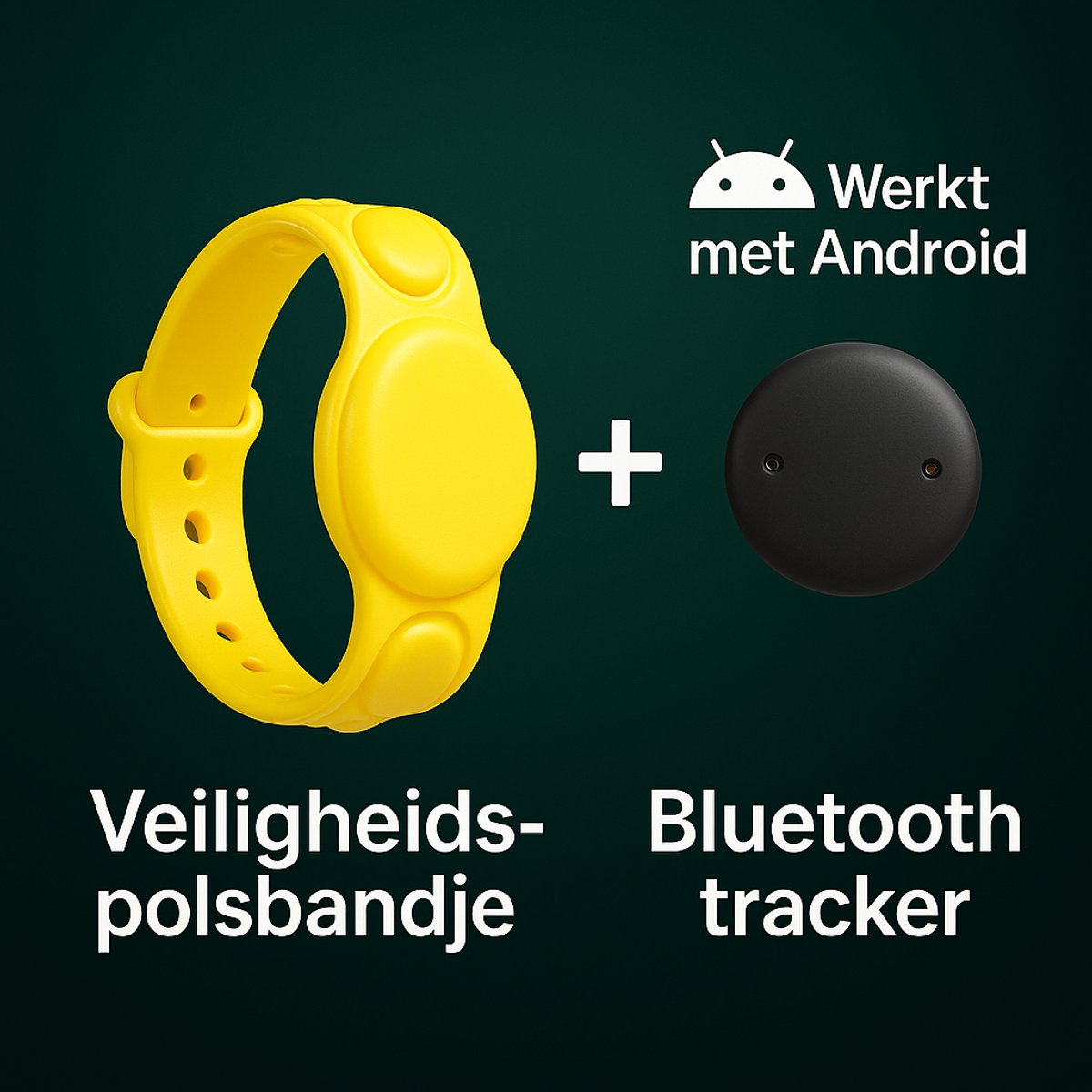 Kinder Bluetooth Tracker Polsband – Werkt met Samsung & Android Google Find My Device (Find Hub) – Ideaal voor Vakantie & Drukke Plekken – Geel – 2-8 Jaar