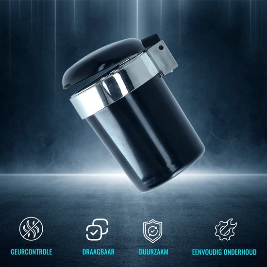 Auto Asbak voor Bekerhouder – Met Deksel en LED Verlichting – Universele Rookvrije Asbak voor Auto, Buiten & Vrachtwagen – Ø7.7 cm – Blauw Licht