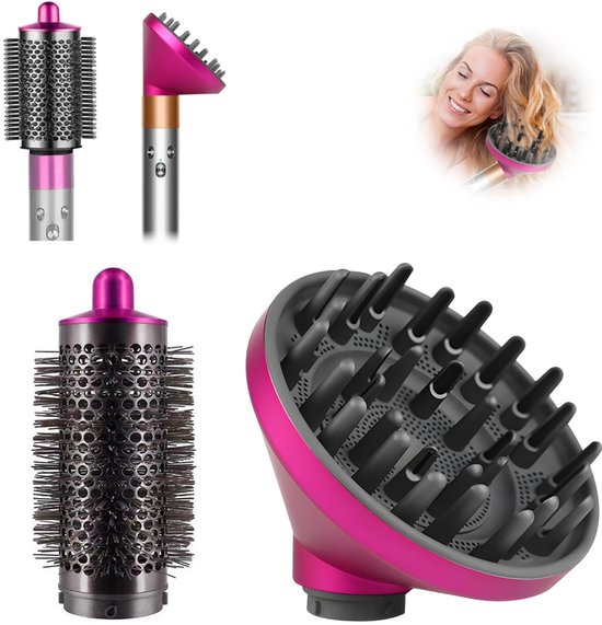 Foto: Opzetstuk geschikt voor dyson haarstyler 2 stuks ronde kam haardroger f hn diffuser universeel stereotype haar hoofd geschikt voor airwrap styler hs05 hs03 hs01 converter roze