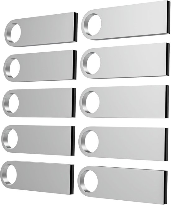 Clé USB 10 pièces 32 Go | Mini clé USB en métal | Clés USB 2.0 | Étanchéité | Avec 10 porte-clés | Stockage de données portable | Compact et portable | Stockage de données fiable | Convient pour PC, ordinateur portable | Matériau métallique résistant