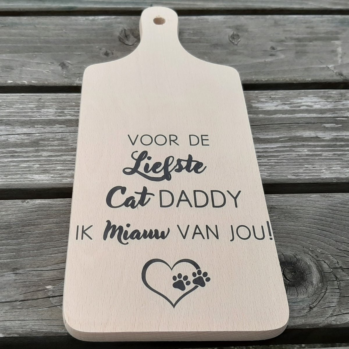 Borrelplank liefste cat daddy – ik miauw van jou – hout – katten cadeau