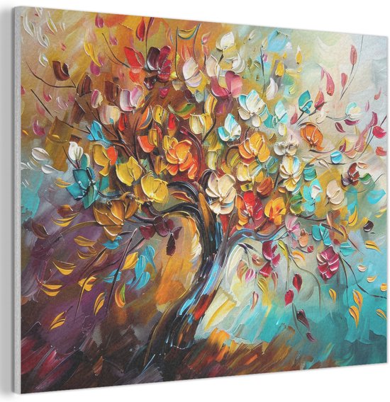 Akoestisch wandpaneel 100x70 cm - Vilt schilderij Boom - Abstract - Kleurrijk - Bloemen - Akoestische panelen - Geluidsdempende wanddecoratie - Geluidsisolatie woonkamer - Muurdecoratie geluidspanelen