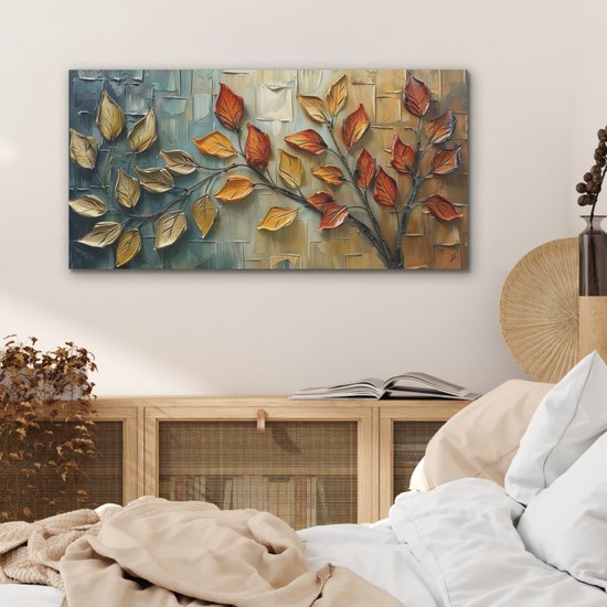 Akoestisch wandpaneel 80x40 cm - Vilt schilderij Boom - Abstract ...