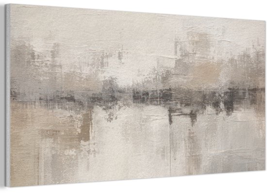 Akoestisch wandpaneel 80x40 cm - Vilt schilderij Moderne kunst - Abstract - Beige - Akoestische panelen - Geluidsdempende wanddecoratie - Geluidsisolatie woonkamer - Muurdecoratie geluidspanelen