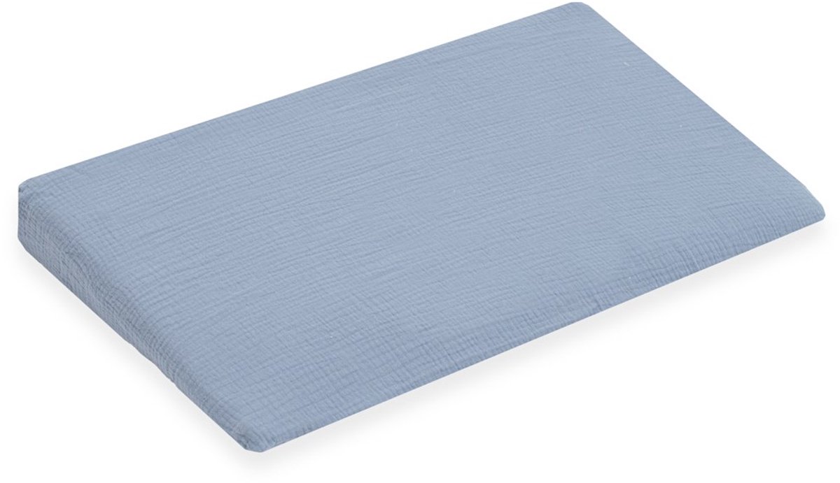 New Baby - Kussensloop - Mozaïken kussensloop 59x37cm blauw 100% katoen - babykussen - wigkussen - beddengoed - slaapaccessoire - kinderkamer