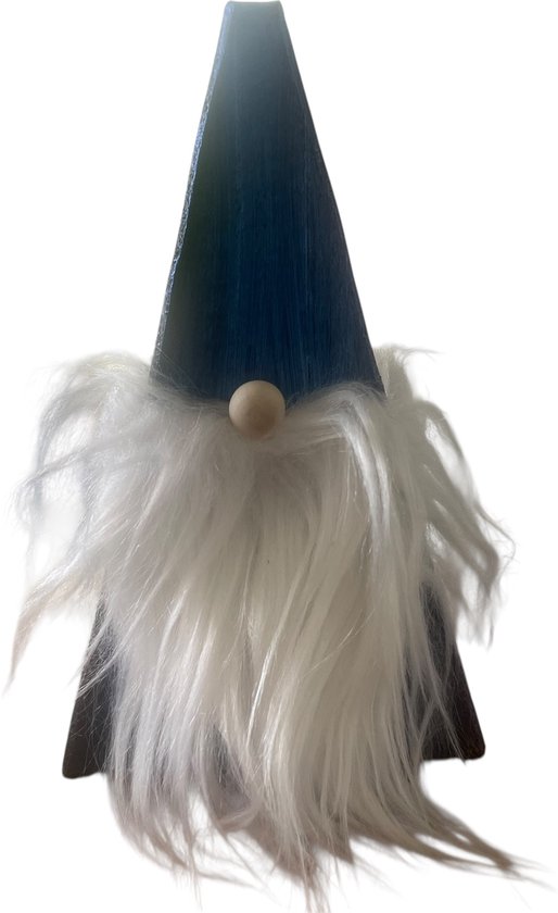 Gnome fait main couleur noir avec nacre bleue avec barbe blanche