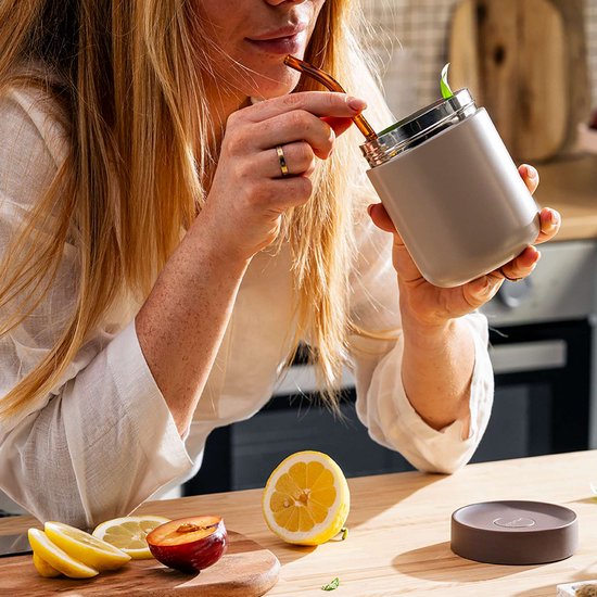 BergHOFF Home Nommie – Boîte à lunch Thermos 0 l – Boîte Thermos étanche – Garde au chaud ou au froid pendant 6 heures – Isolation double paroi – Récipient alimentaire étanche – Acier inoxydable – Lavable au lave-vaisselle – Beige