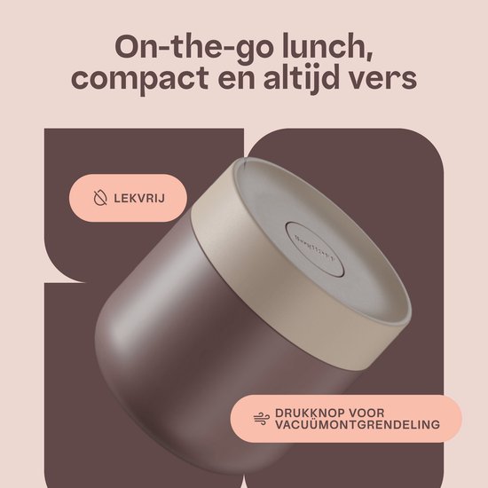 BergHOFF Home Nommie – Boîte à lunch Thermos 0 l – Boîte à lunch Thermos étanche – Garde au chaud ou au froid pendant 6 heures – Isolation à double paroi – Récipient alimentaire étanche – Acier inoxydable – Compatible lave-vaisselle – Rose