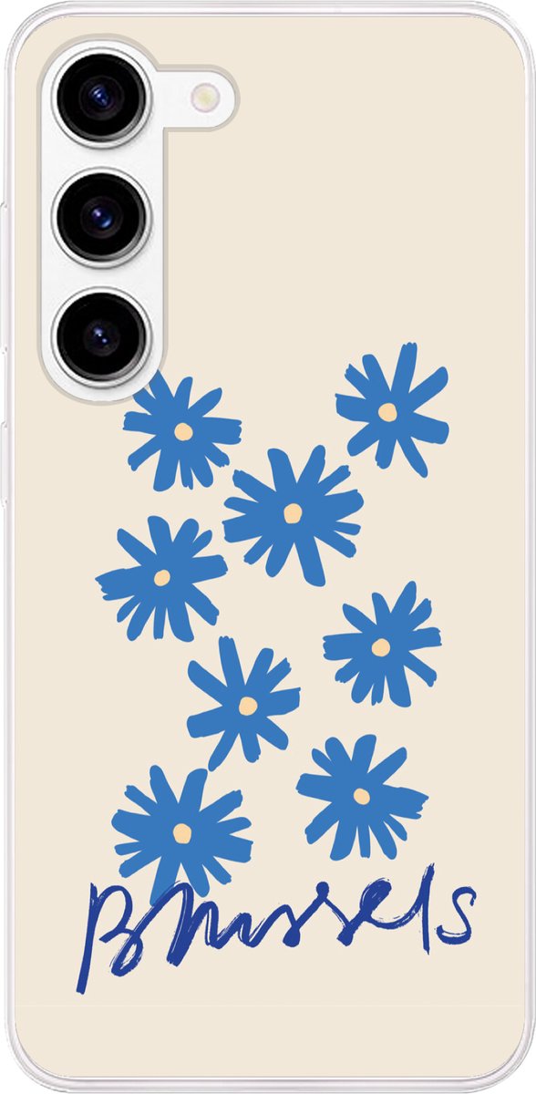 Telefoonhoesje Geschikt voor Samsung Galaxy S23 hoesje - Bloem - Design - Brussel - Minimalisme - Siliconen Telefoonhoesje Telefoonhoesje