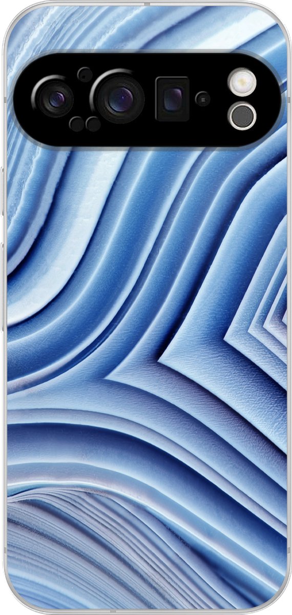 Telefoonhoesje Geschikt voor Google Pixel 9 Pro hoesje - Natuurstenen - Patroon - Blauw - Siliconen Telefoonhoesje Telefoonhoesje