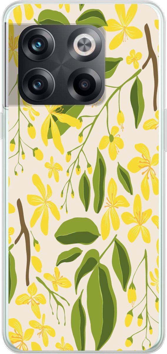 Telefoonhoesje Geschikt voor OnePlus 10T hoesje - Bloem - Geel - Patronen - Siliconen Telefoonhoesje Telefoonhoesje