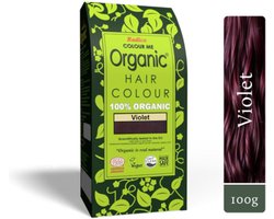 Radico COLOUR ME ORGANIC Violet 100% Natuurlijke BIO ORGANIC 9-Kruiden Henna Haarverf Zonder Ammoniak PPD PTD met ECOCERT, HALAL, VEGAN 100g