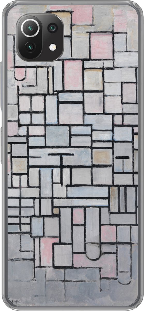 Telefoonhoesje Geschikt voor Xiaomi 11T hoesje - Compositie 6 - Piet Mondriaan - Siliconen Telefoonhoesje Telefoonhoesje