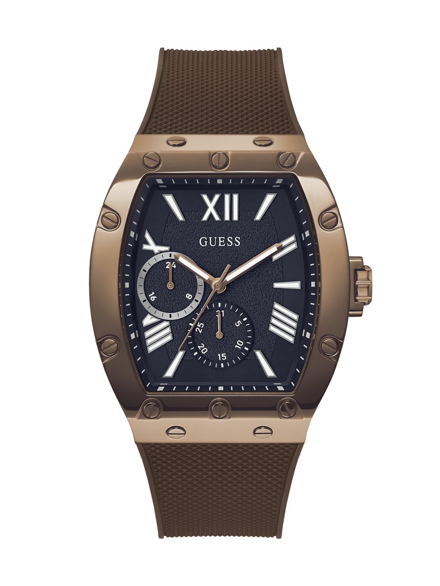 Guess Falcon Multi-Function Watch Bruin Case: 100% Stainless Steel | Armband: 100% Silicone 43 GW0568G1