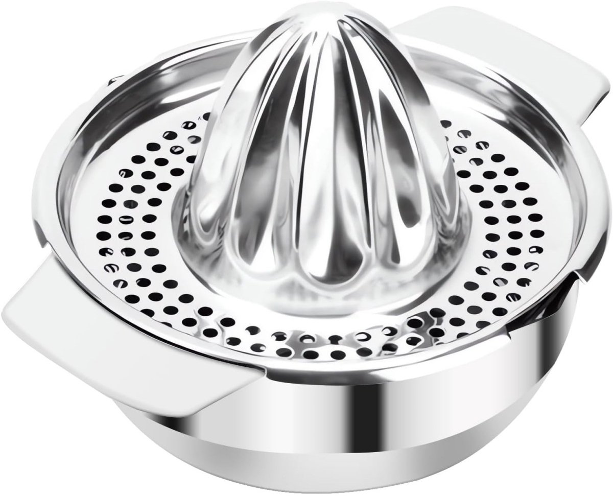 TOVBMUP 400ml Sapcentrifuge - Citruspers - Citroenpers - Roestvrij staal - Handmatig - Roterend - Perst sap uit citroenen, sinaasappels en limoenen.