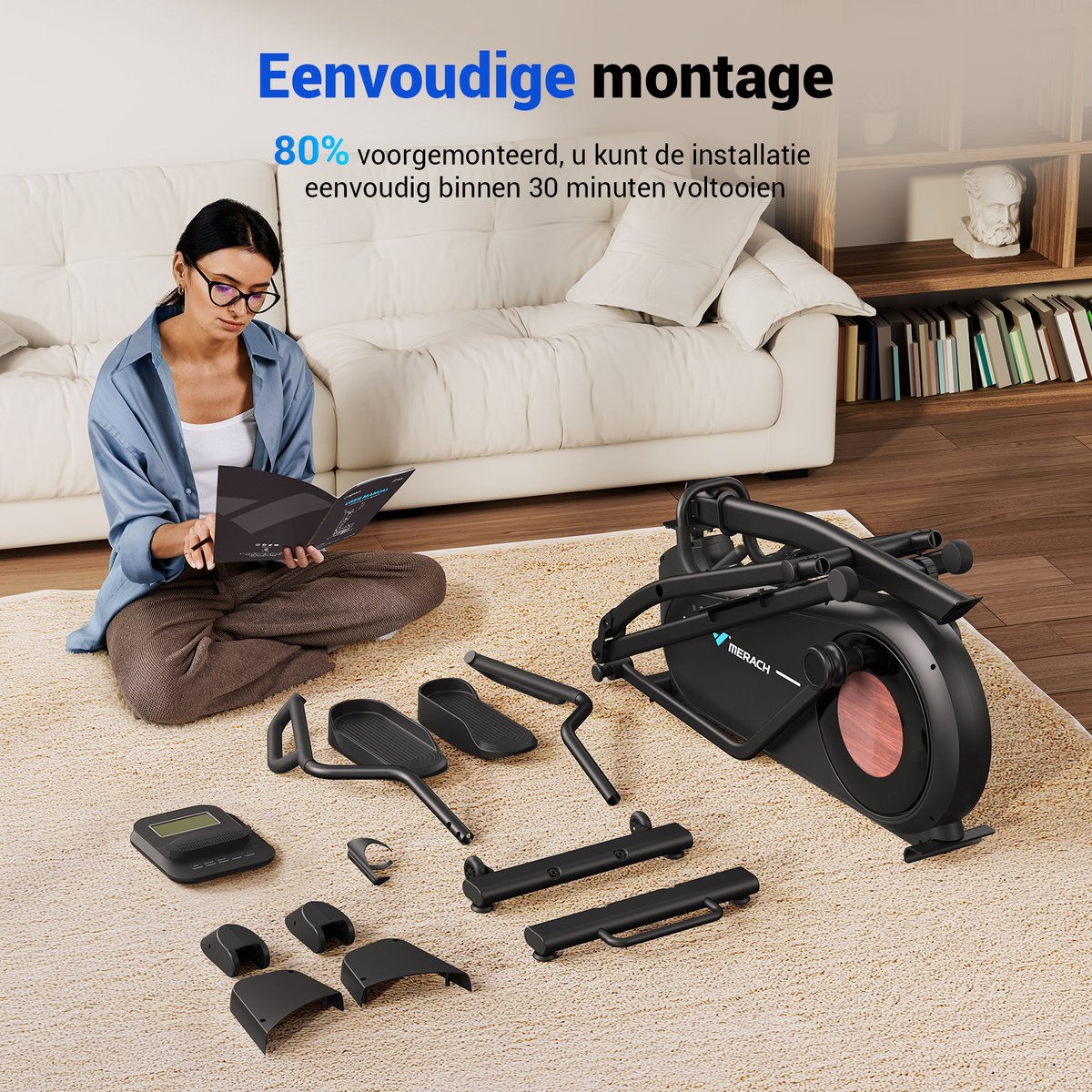 MERACH Crosstrainer - LCD Monitor - Magnetische Weerstand - afbeelding 3