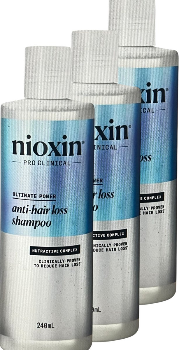 3 Stuks Nioxin Anti-Hairloss Shampoo - 240ml- Normale shampoo - Voor Alle haartypes -totaal 720 ml NU EXTRA VOORDELIG