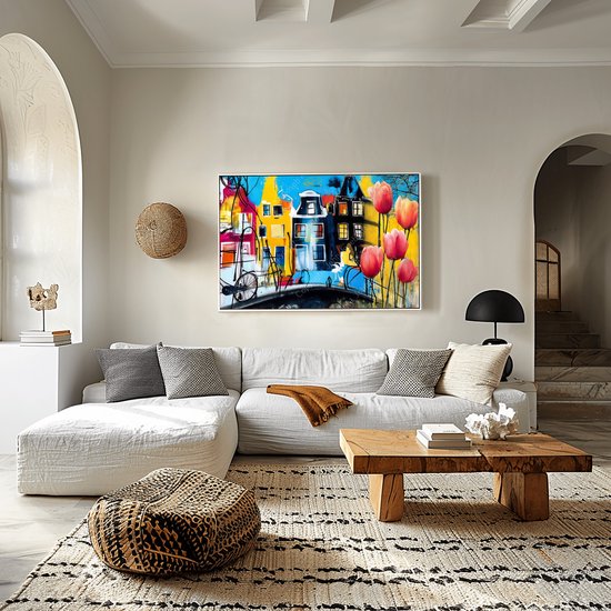 JJ-Art (Canvas) 120x80 | Amsterdam, tulpen, fiets in Herman Brood