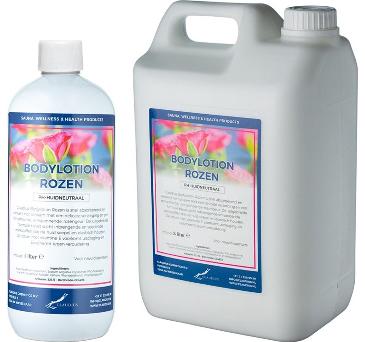 Bodylotion Rozen 1 liter - hervulbaar + Jerrycan 5 liter navulling
