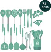 Ensemble d'ustensiles de cuisine en Siliconen/ acier inoxydable LK HOME LUXE Vert clair 24 pièces, ustensiles de cuisine, ustensiles de cuisine, accessoires de cuisine, spatule en silicone / acier inoxydable avec support / seau.