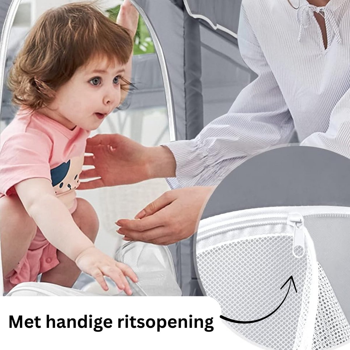 Lucellia® Grondbox Baby - Speelbox & Kruipbox - Inclusief Speelmat & 30 Ballen - Draagtas - Donkergrijs - 120x120x66 cm – foto 5