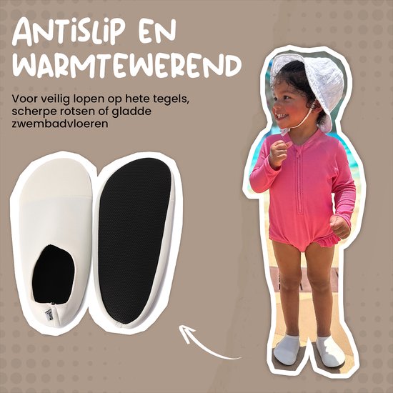 Maesy Antislip Schoentjes - Waterschoenen Kind - UV-bescherming - Anti Slip - Stop Uitglijden - Maat 36-38 - Ecru