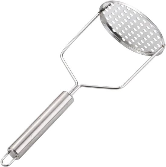 Roestvrijstalen aardappelstamper, houten handvat