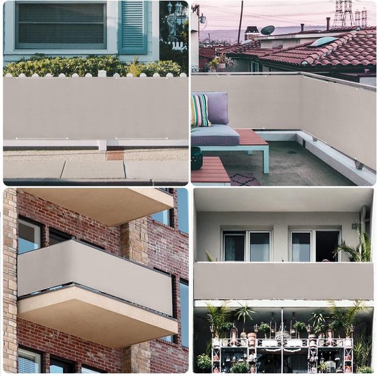 Balkon inkijkbescherming 85 x 600 cm uv-bescherming ademende Hekscherm weefsel net incl