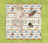 ZYLARO picknickdeken, 200x200cm, Dubbelzijdig waterdicht, machinewasbaar, draagbare stranddeken zandvrij, voor camping, park, tuin, strand, picknick, wandelen, barbecue, Etnische stijl