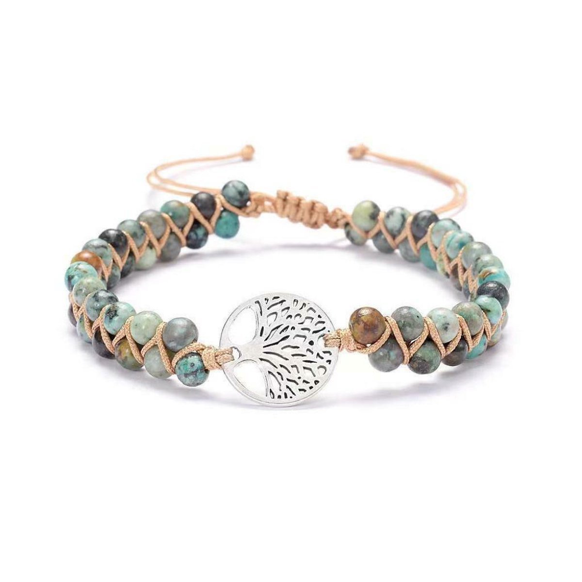 Nixnix® - Bohemian Armband - Afrikaans - Turkoois - Tree of life - Zilverkleurig