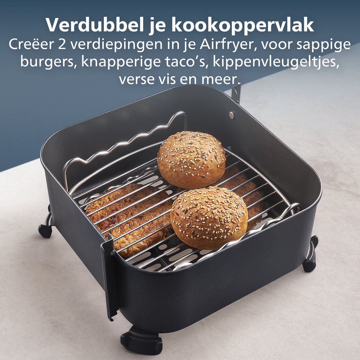 Philips dubbellaags rek Airfryer Accessoire - HD9904/01 - Geschikt voor Philips - 3,2 L dubbellaags rek met 7 muffinvormen — afbeelding 6