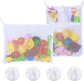 Allecto Plus - Badspeelgoednet met zuignappen en sneldrogende opbergtas voor kinderen - 2 stuks - Wit