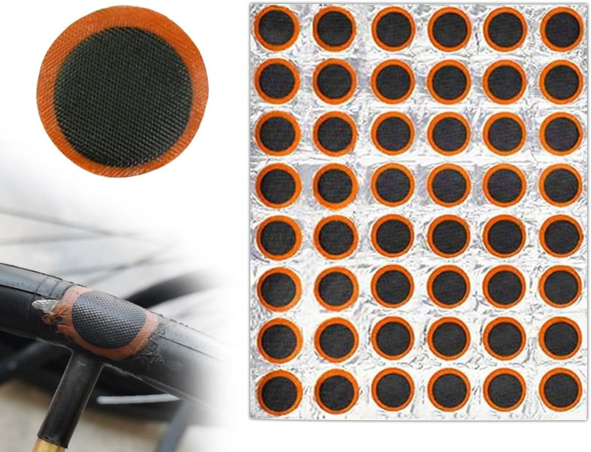 Allecto Plus - 48-delig fietsbanden reparatieset | Fietsreparatieset voor ronde banden | Fietsbanden herstelset zonder rubberen lijm | Handig voor onderweg