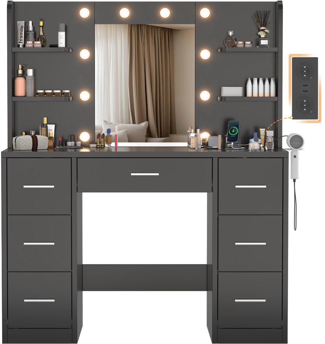 TRIUMPHKEY grote make-up tafel, met 7 laden