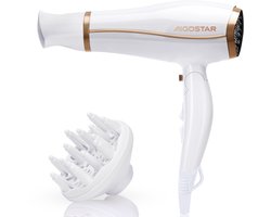 Aigostar Luna - Föhn met Diffuser en Blaasmond - Reisföhn - Inklapbare Compacte Haardroger - Ionische - Coolshot - 3 Standen - 2200W - Wit