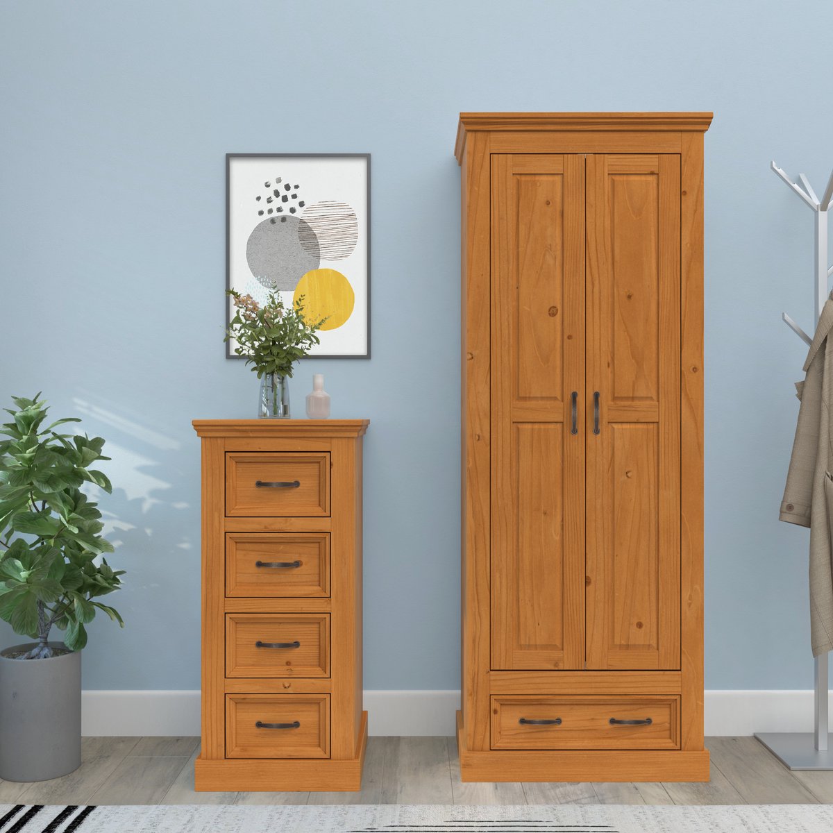 Notio Living Selma-Kledingkast - 2-Deurs 1-Lade - Eikenlook Natuur