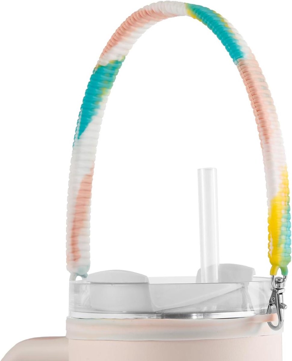 Allecto Plus - Waterfles Handgreep Draagbare Waterflesband Accessoires voor 8-40oz Flessen (Roze Wit Groen) - Handig en Stijlvol