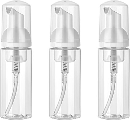 Allecto Plus - Lot de 3 distributeurs de mousse 50 ml - Flacons de voyage portables pour savon mousse - Cosmétiques de Voyages - Flacons à pompe moussants