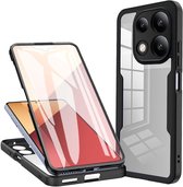 Allecto Plus - Coque transparente résistante aux Heavy Duty à 360° pour Xiaomi Redmi Note 13 Pro 4G / Poco M6 Pro 4G - Zwart - Avec protection d'écran - Coque Dual couche en silicone TPU + PC rigide